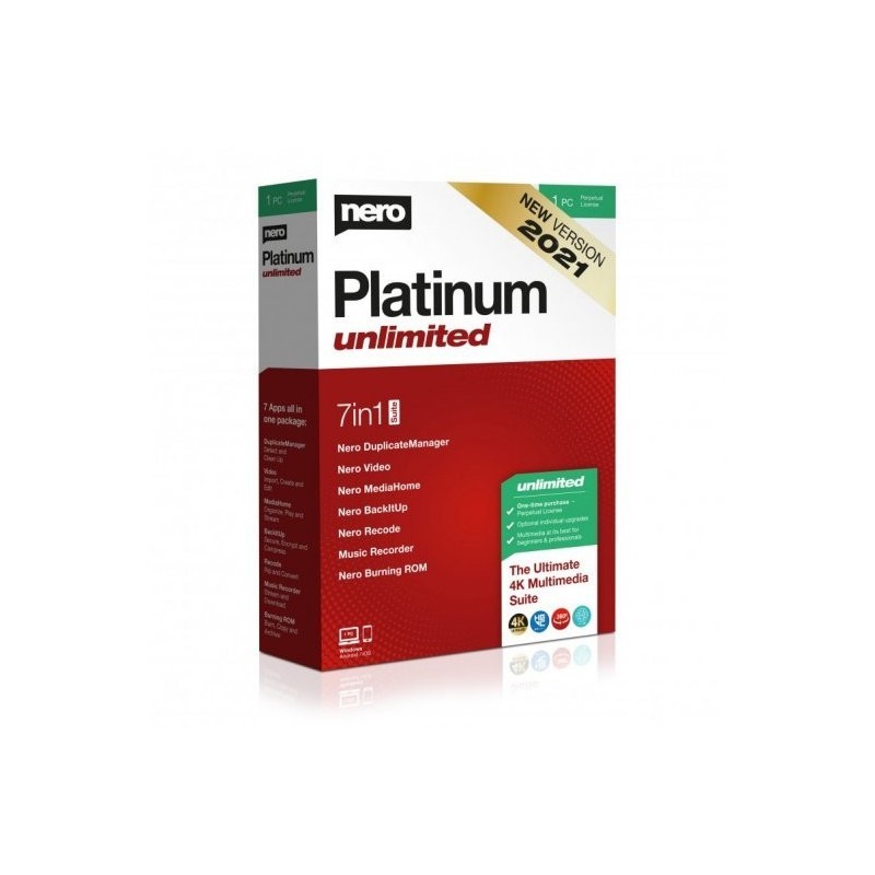 Nero Platinum Unlimited - 7 en 1 Suite - 1 PC - 1 año