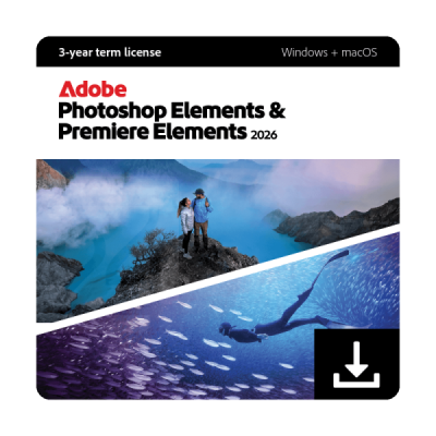 Adobe Photoshop Elements & Premier 2026 - 2 PCs / Mac  - Suscripción 3 años